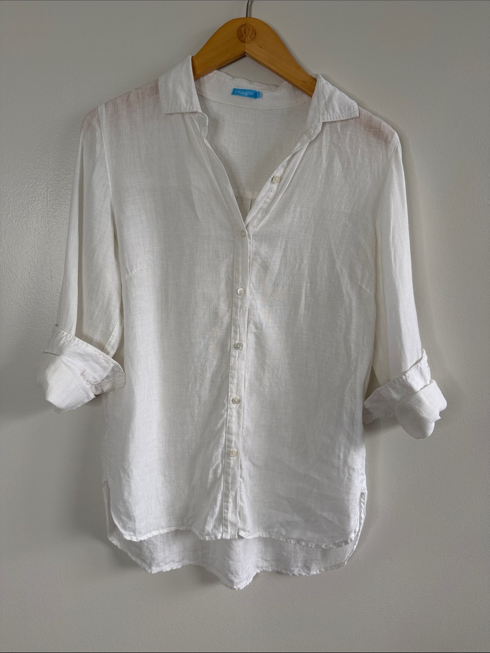 J McLaughlin XS Classic White 100% Linen Button-Up Shirt